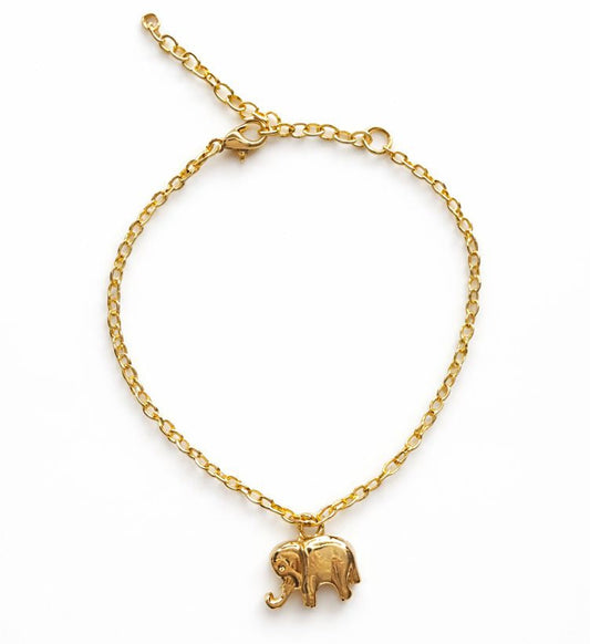 Gold Bracelet with Elephant Charm