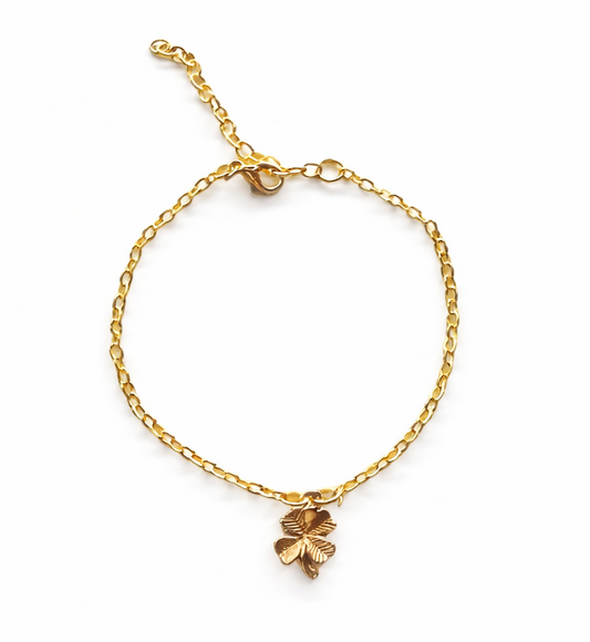 Gold 4 Leaf Clover Charm Bracelet