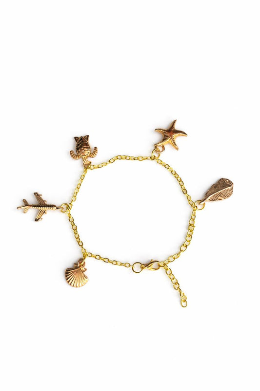 Gold Summer Themed Charm Bracelet